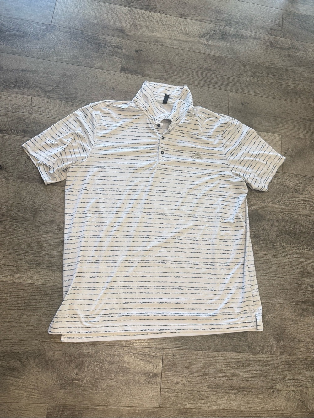 Adidas Men's White Striped Golf Polo Shirt